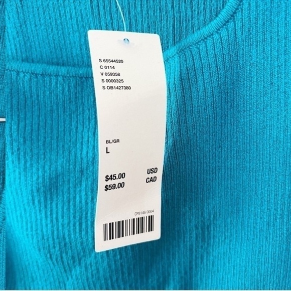 Urban Outfitters Teal Blue Ribbed Knit Cut Out Tank Top Size Large Side Tie NEW - Picture 5 of 7